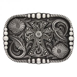 Montana Silversmiths Attitude Antiqued Western Deco Cross Belt Buckle (A521S)